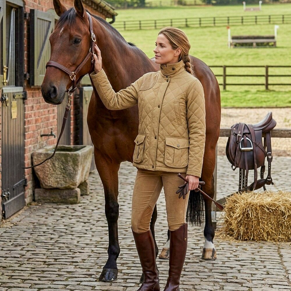 Lauren Ralph Lauren Women's Tan Quilted Shooting Barn Jacket - Size Petite Small